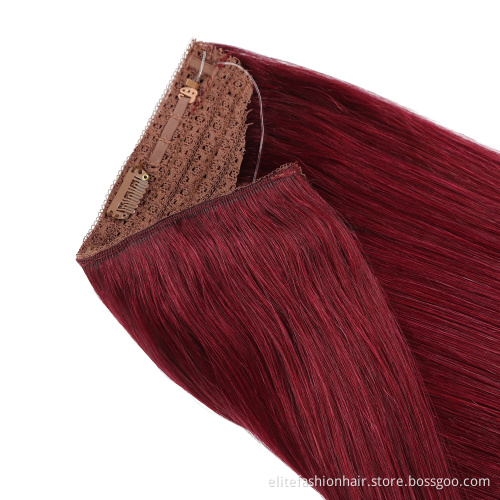 Wholesale Silky Straight Real Human Hair Extensions Hairpiece Halo Wire Hair Extensions with Fish Line Halo Hair Extensions